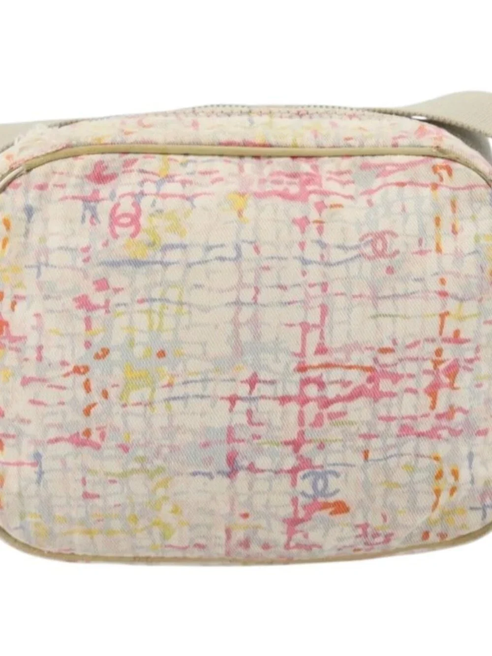CHANEL Shoulder Bag Canvas Pink Beige Silver CC Auth BD1533