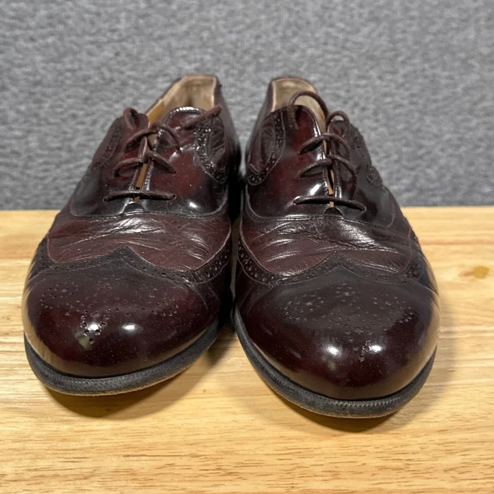 Miguel Angel Wingtip Oxfords Mens 11.5 Burgundy Leather Italian Dress Shoes