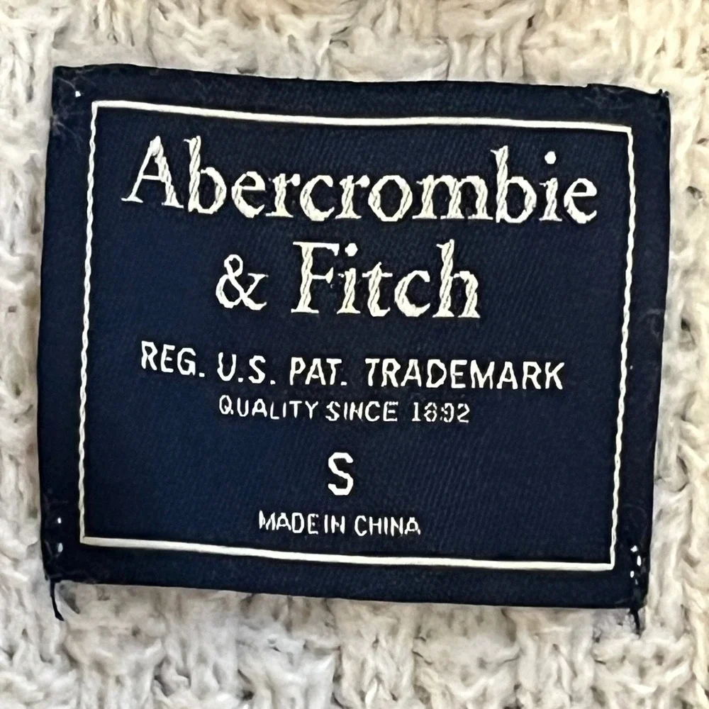 Abercrombie‎ Fitch Womens Sweater Open Front Waffle Knit Cardigan Neutral Size S