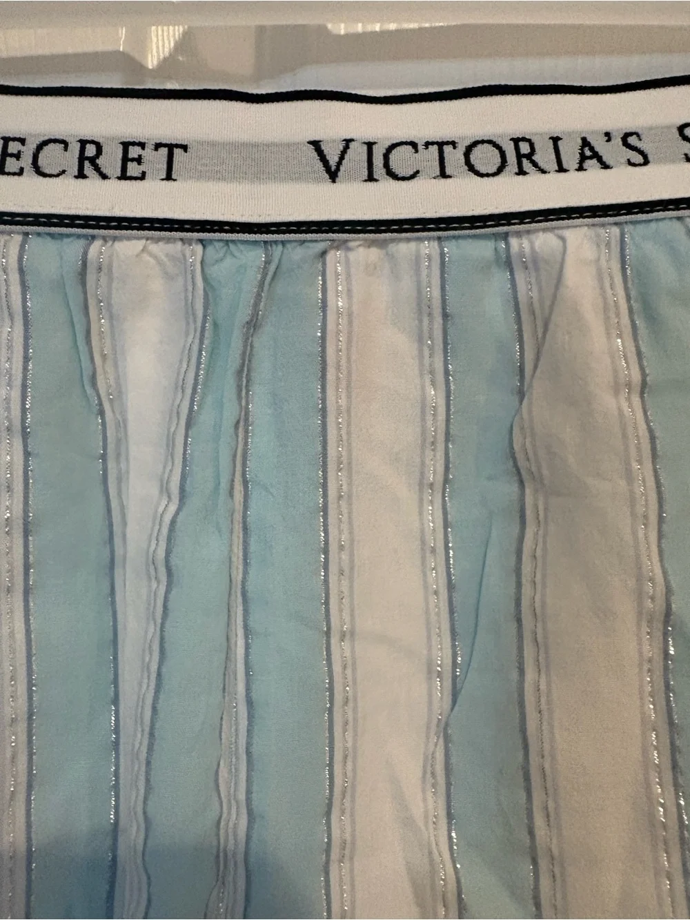Victoria's Secret Light Blue & White Striped Lounge Shorts