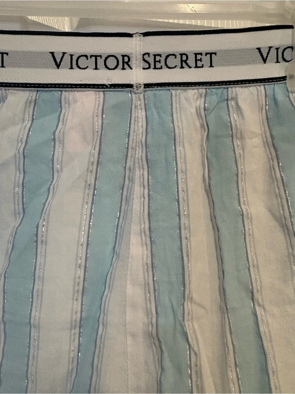 Victoria's Secret Light Blue & White Striped Lounge Shorts