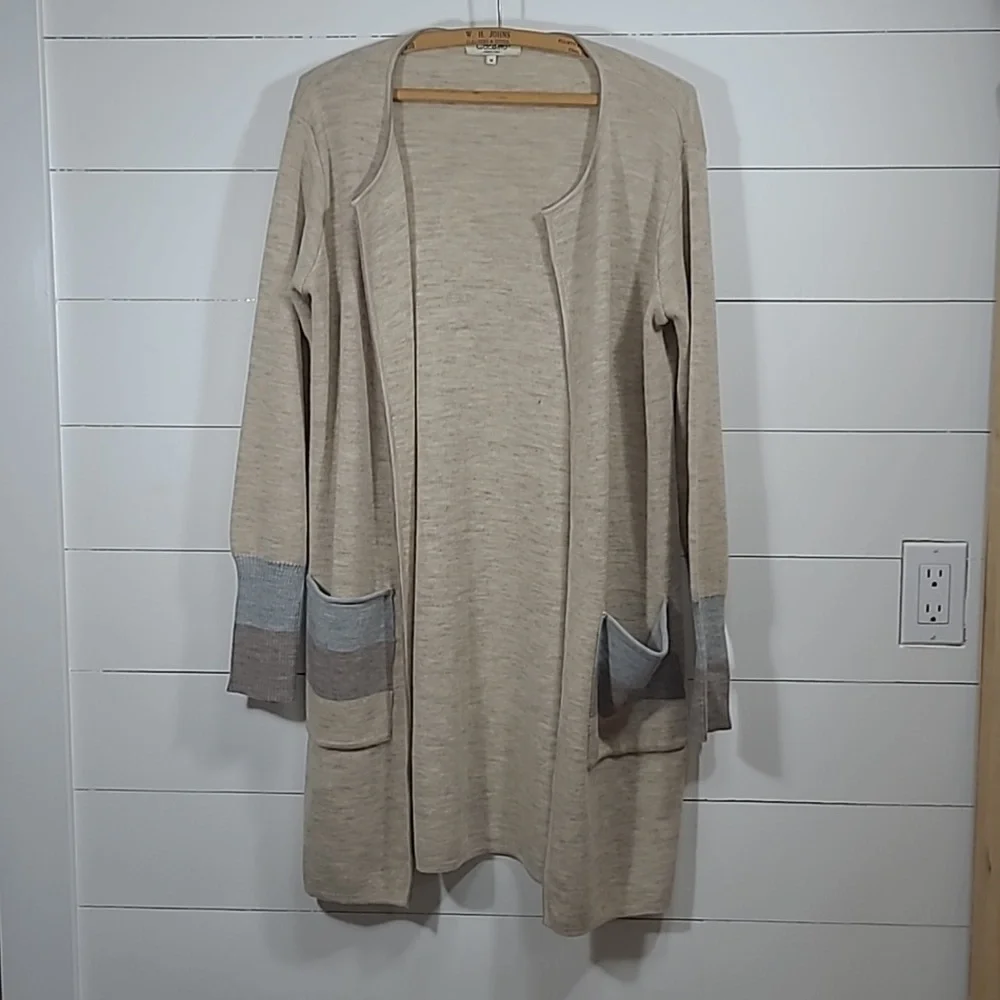 EUC Cocogio Sweater Women's Medium Made in Italy Wool Blend Long Open Cardigan