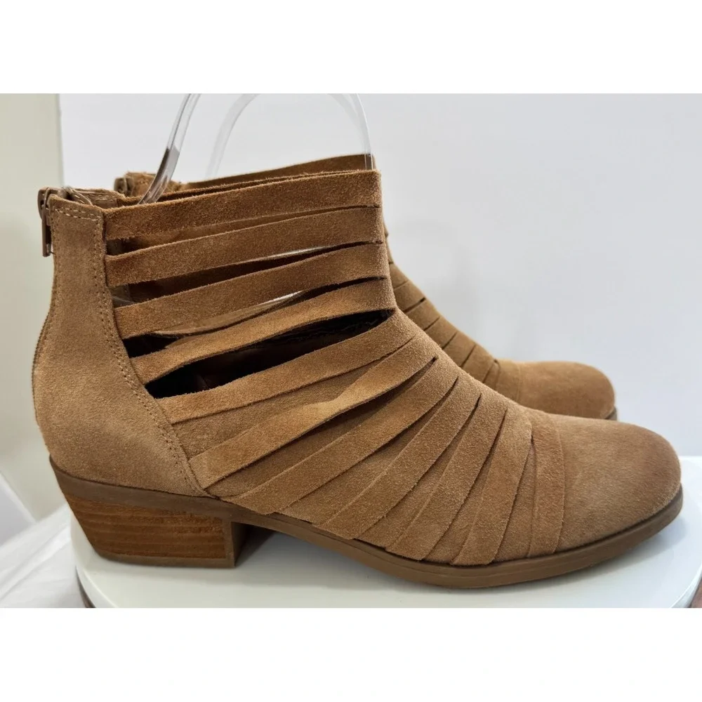 Carlos Santana Breckin Suede Leather Western Festival Ankle Bootie 8.5 Camel Tan