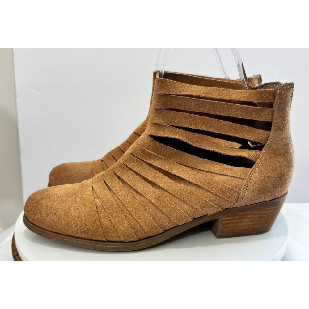 Carlos Santana Breckin Suede Leather Western Festival Ankle Bootie 8.5 Camel Tan