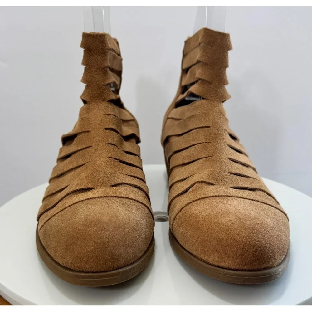 Carlos Santana Breckin Suede Leather Western Festival Ankle Bootie 8.5 Camel Tan