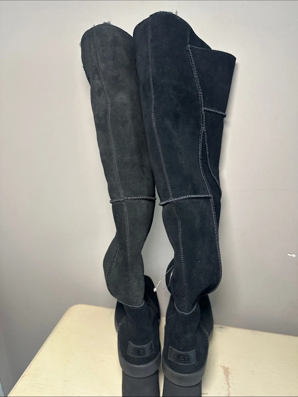 Uggs New heights Women's Black Suede over the Knee-High Platform Boots