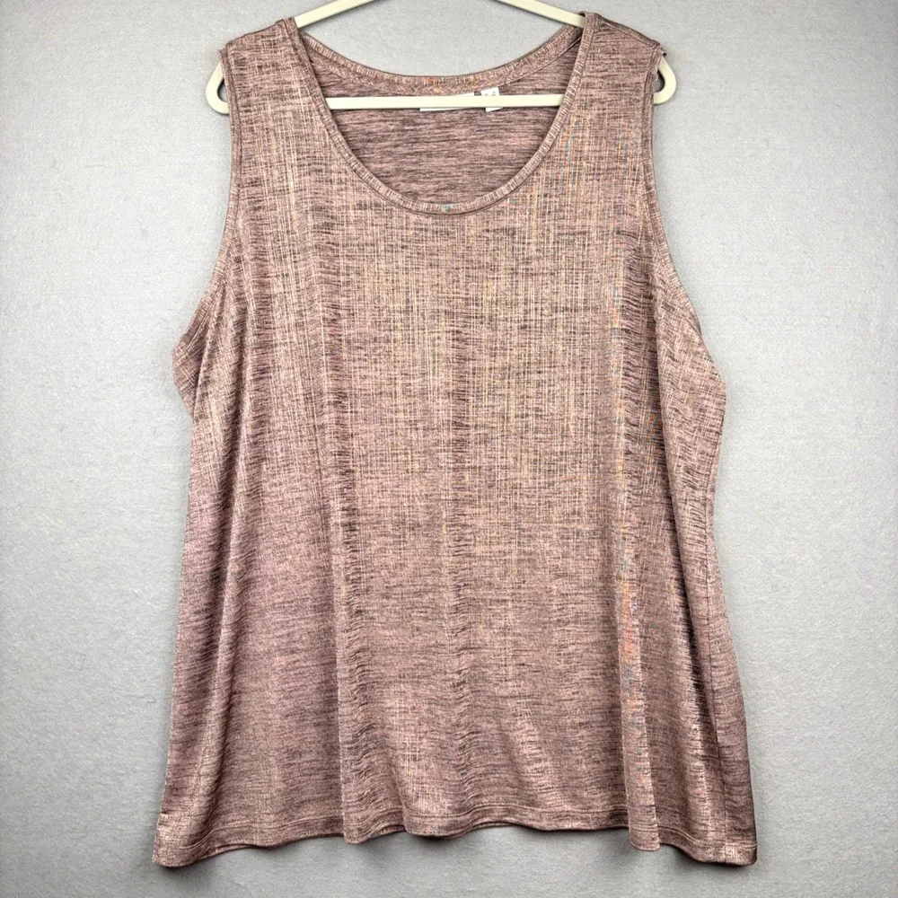 Susan Graver Tank Top Womens 3X Metallic Knit Sleeveless Shimmer Glam