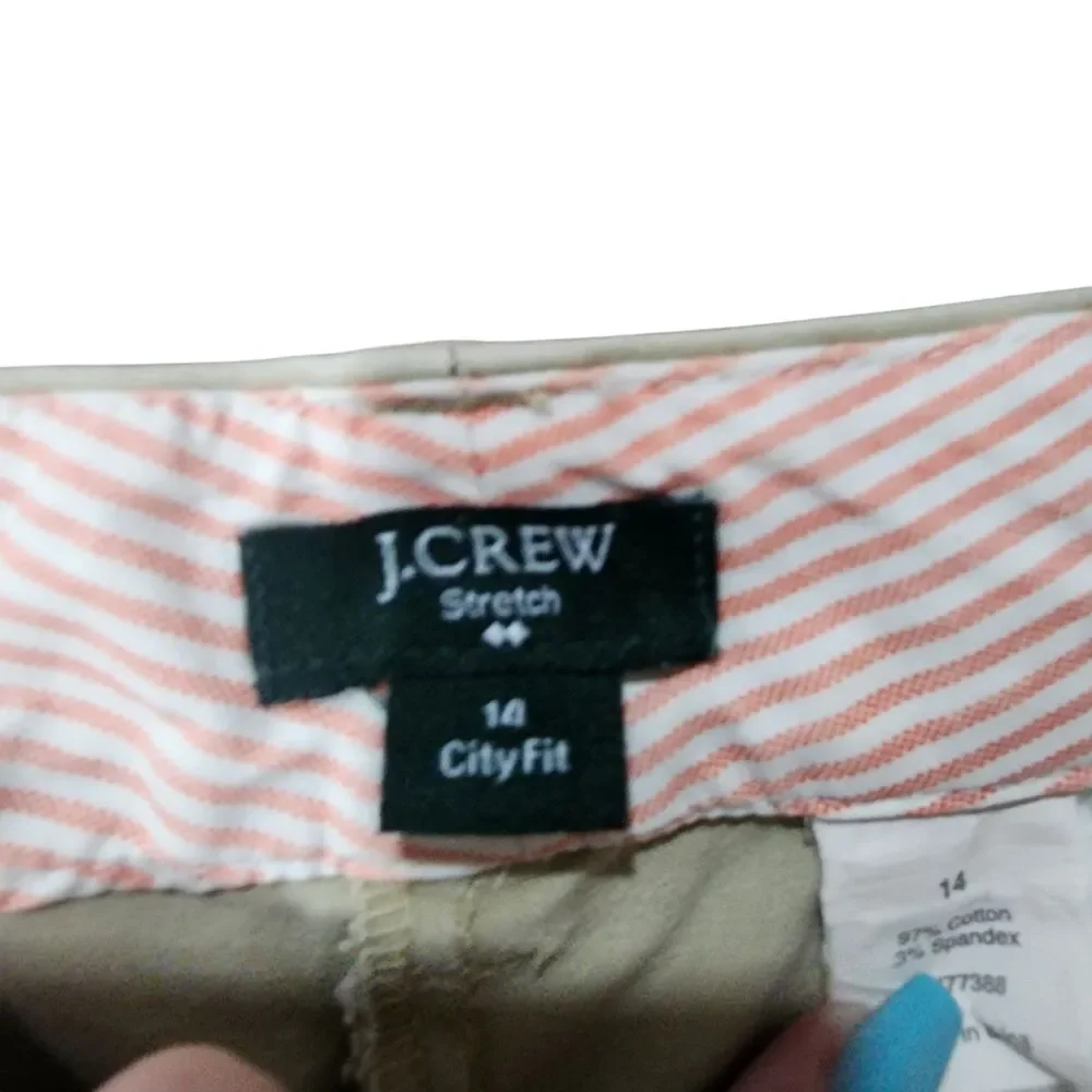 J.Crew Womens Khaki‎ Stretch Shorts Size 14 City Fit Classic Casual
