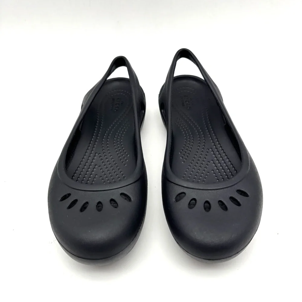 NEW Crocs KADEE Black Slip On Round Toe Slingback Ballet Flats Women's US7 UK5