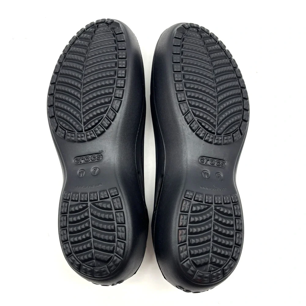 NEW Crocs KADEE Black Slip On Round Toe Slingback Ballet Flats Women's US7 UK5