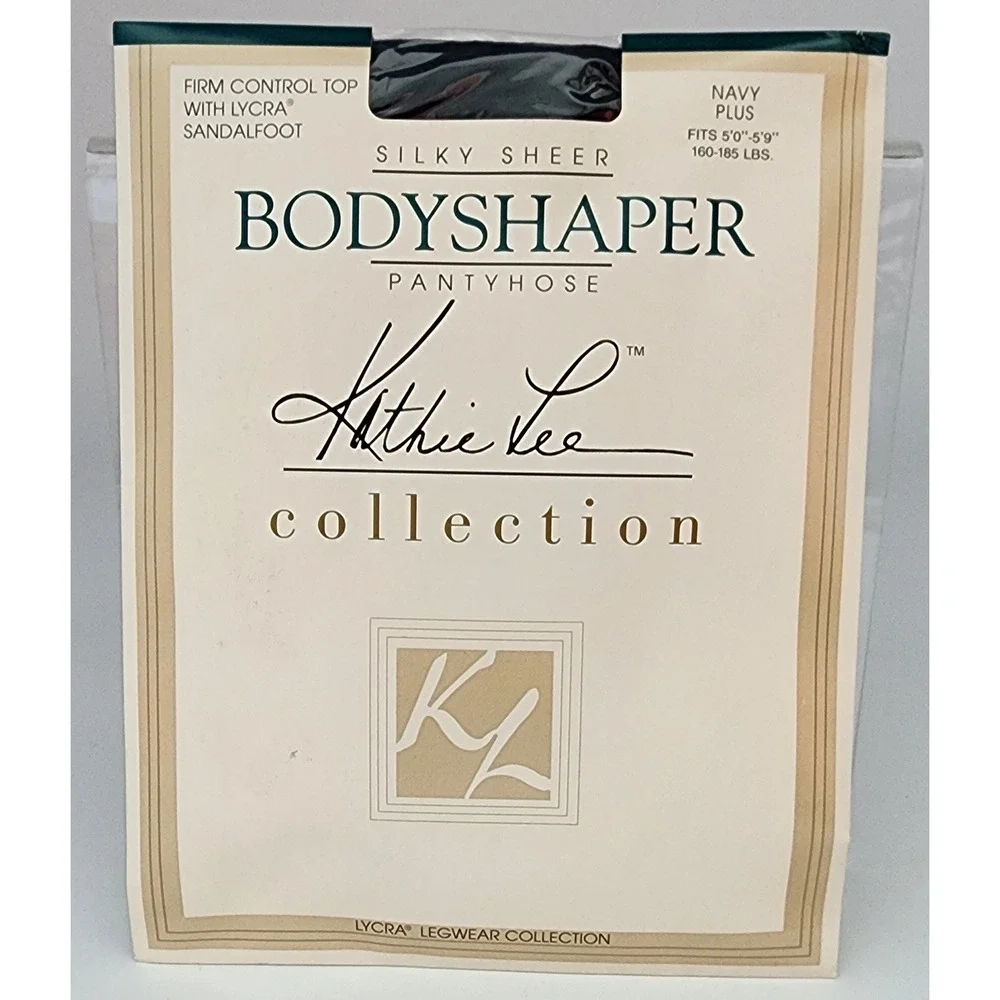 Kathie Lee Bodyshaper Pantyhose Women Plus Navy NEW Silky Sheer Firm Control Top
