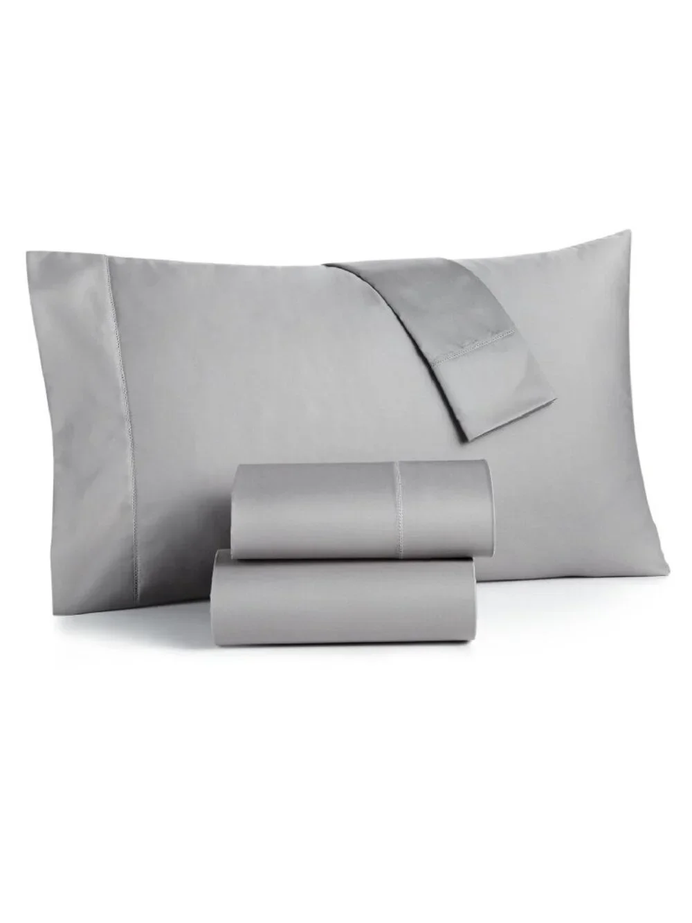 new Charter Club Damask Solid 550 TC 100% Cotton QUEEN Sheet Set in SMOKE
