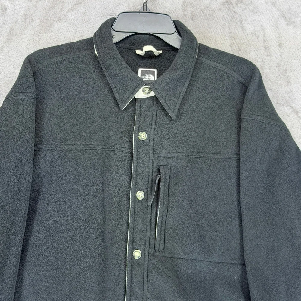 The North Face Mens Black Fleece Button Down Shirt Jacket Large S06 1009563