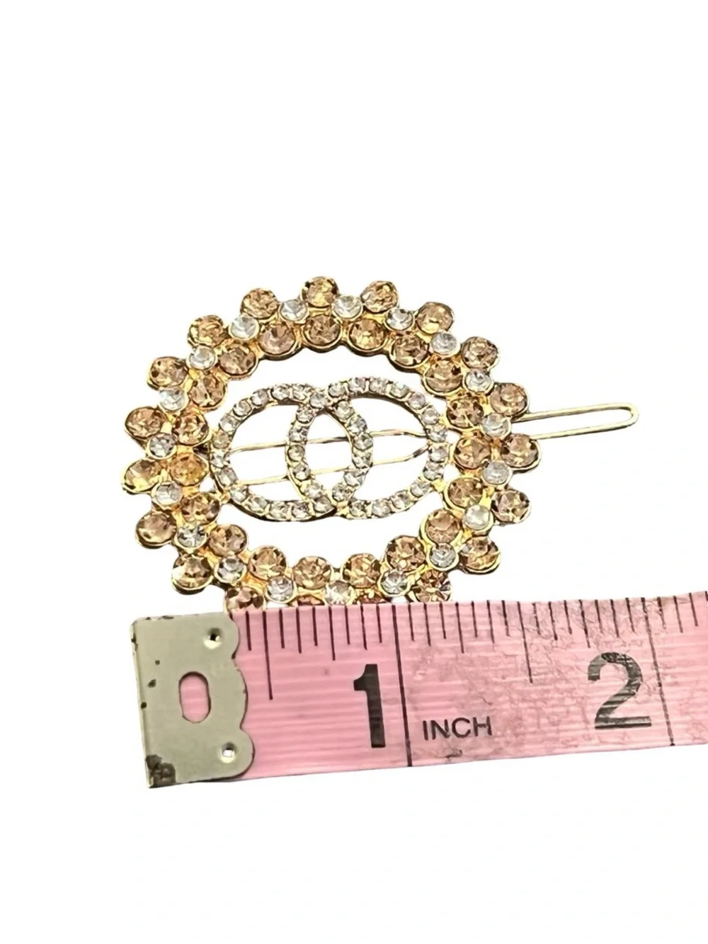 Gold Rhinestone Floral Circle Hair Clip 2.0” FINAL PRICE DROP