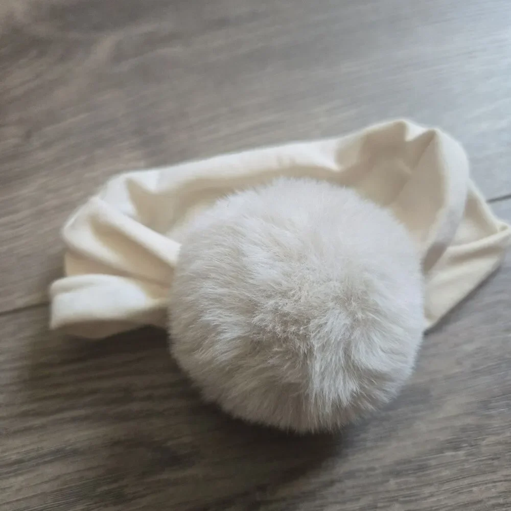 ​LOT OF 3 Baby Bling Bows Headbands Football Cream Pom Maroon Cable Knit Infant