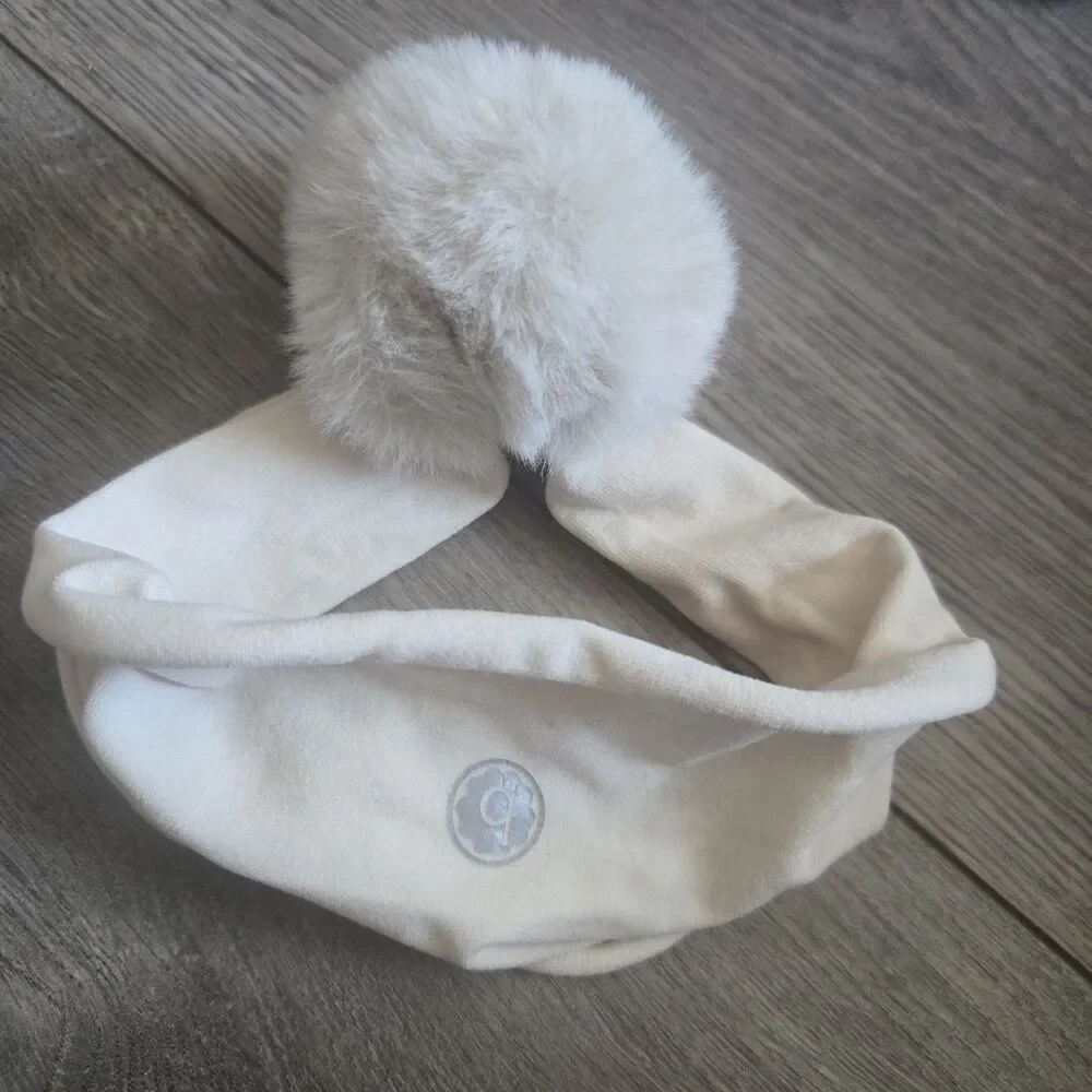 ​LOT OF 3 Baby Bling Bows Headbands Football Cream Pom Maroon Cable Knit Infant