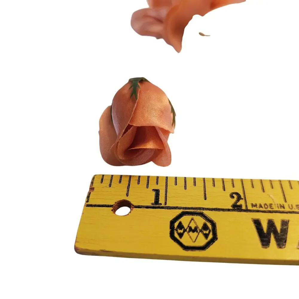 105 Peach Color Satin Rose Head Lot Open Roses Buds Stemless Wedding Craft Decor