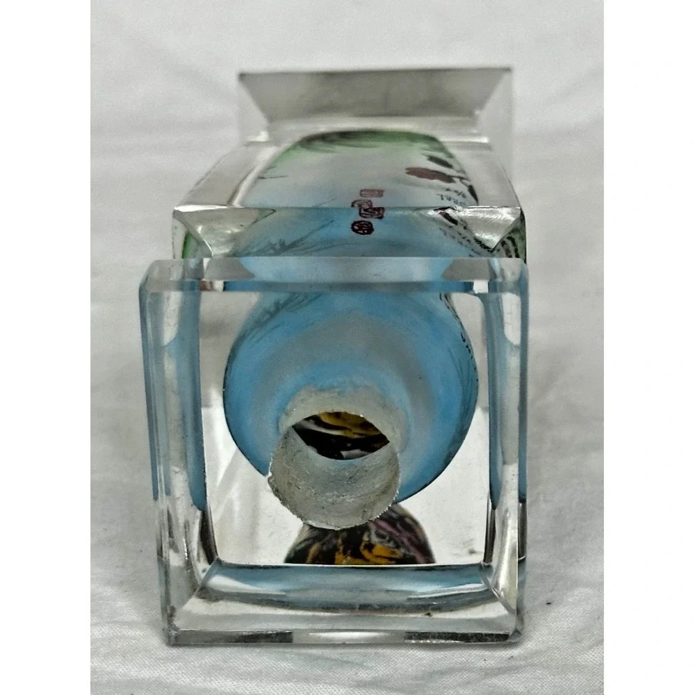 Crystal Reverse Hand Painted Vase Birds Flowers Signed  To Tina from Laurel