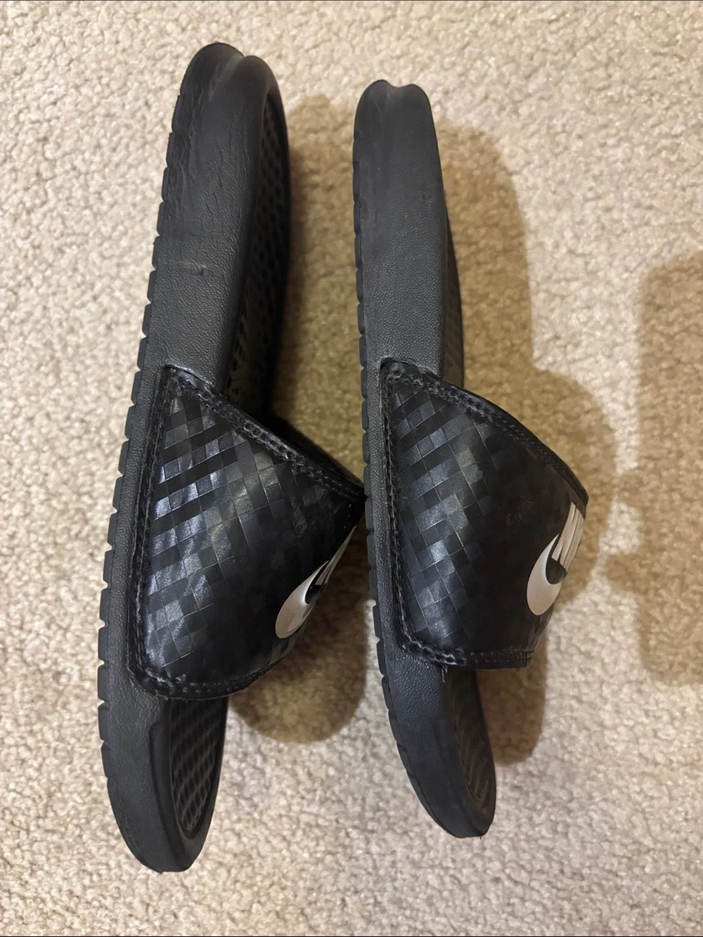 Nike Black Slide Sandals with White Logo