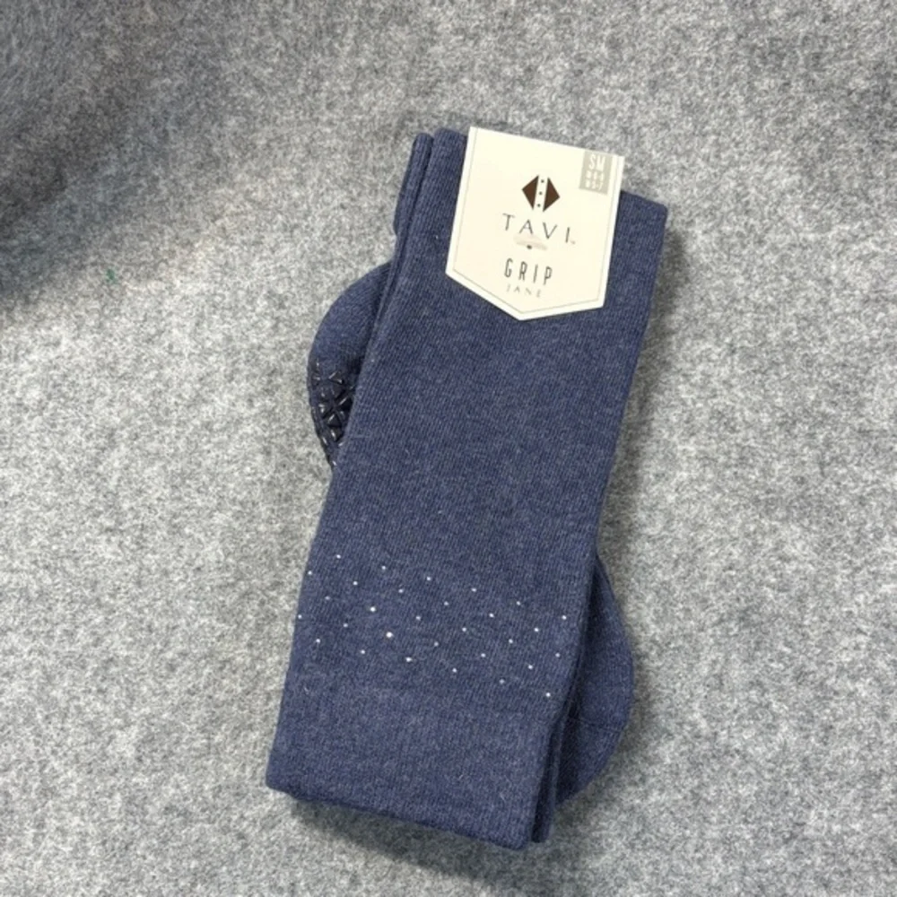 Tavi Grip  Jane non slip grip organic cotton  Socks in Blue small 6-8