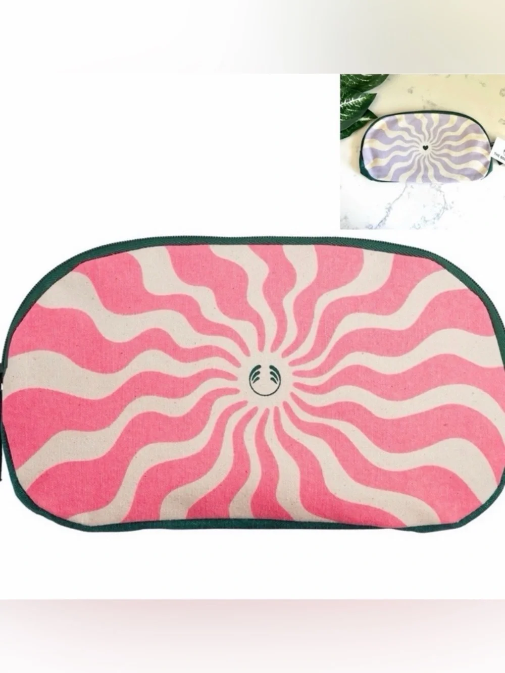 3/$22🩶 The Body Shop Heart Pink Purple Swirl Make-Up Zip Cosmetic Bag NEW