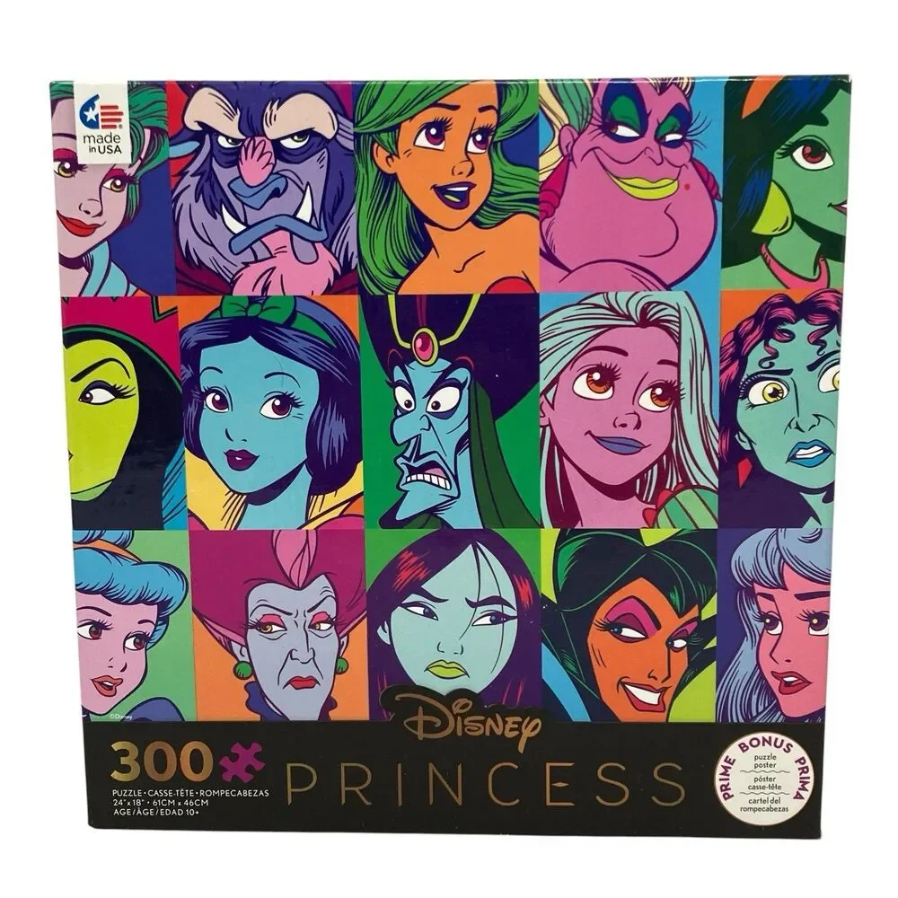 Ceaco Disney Puzzle 300 Pc Oversized Pieces Princess Snow‎ White Villains Ariel