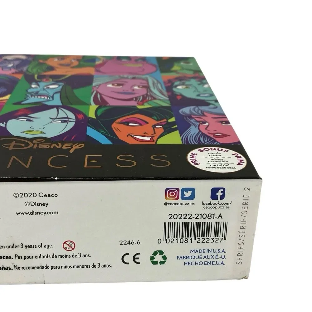 Ceaco Disney Puzzle 300 Pc Oversized Pieces Princess Snow‎ White Villains Ariel