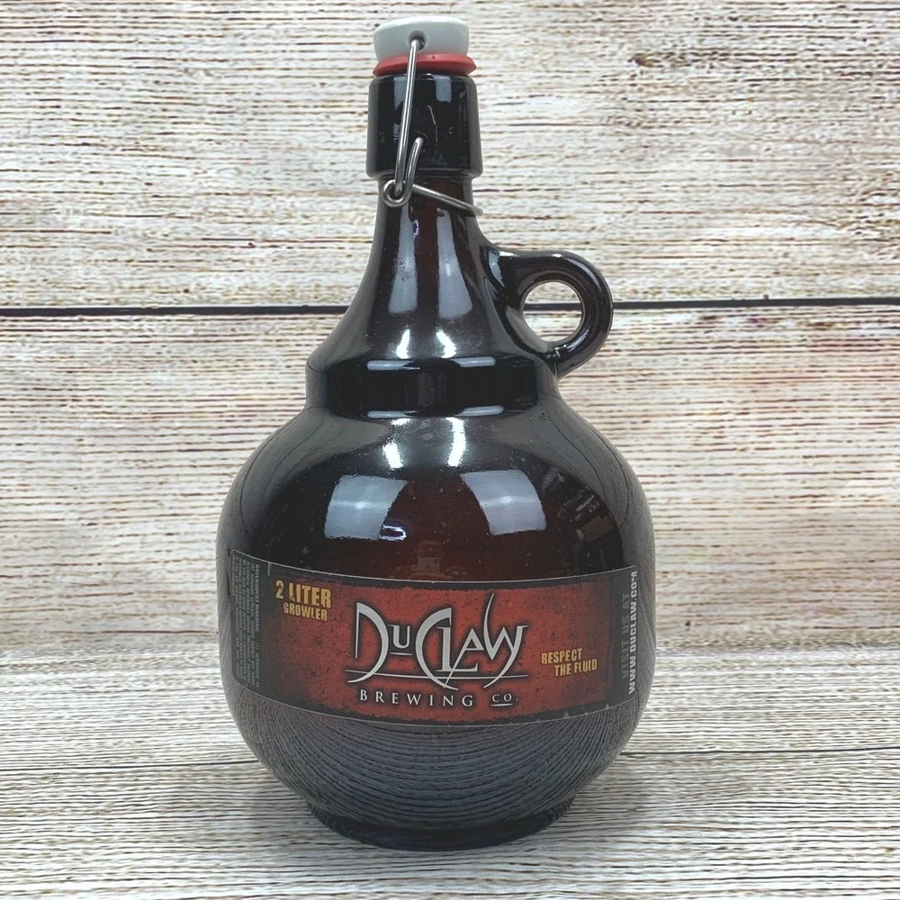 DuClaw Brewing Co. Amber Brown‎ Glass Growler 2 Liter Flip Top Beer Bottle EMPTY
