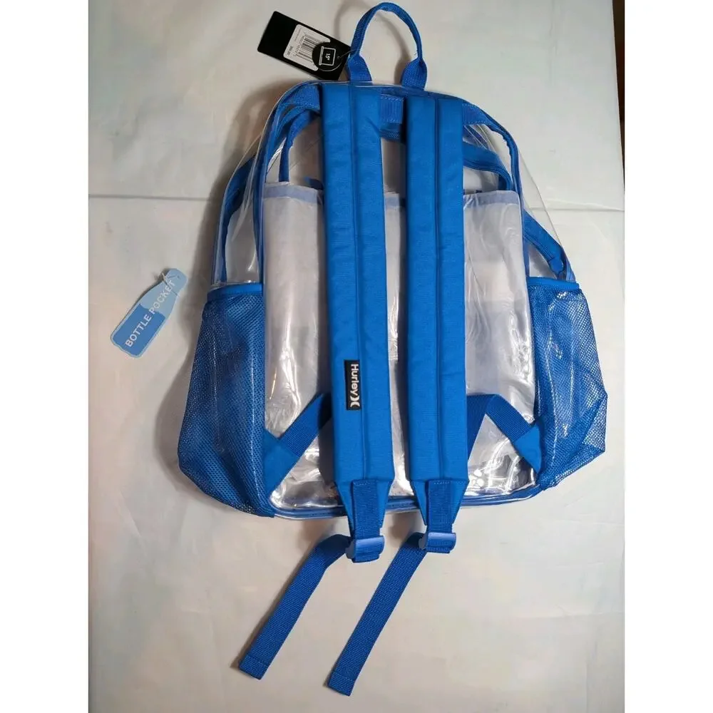 Hurley Clear See Through Backpack With Bottle Pocket Fits 15