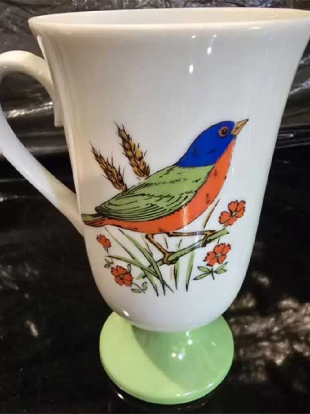 Vintage Fred Roberts Song Bird Footed Pedestal Tea/Coffee Mugs Set of 3 Japan