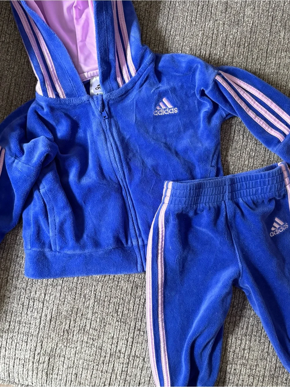 Adidas Baby Velour Hooded Tracksuit