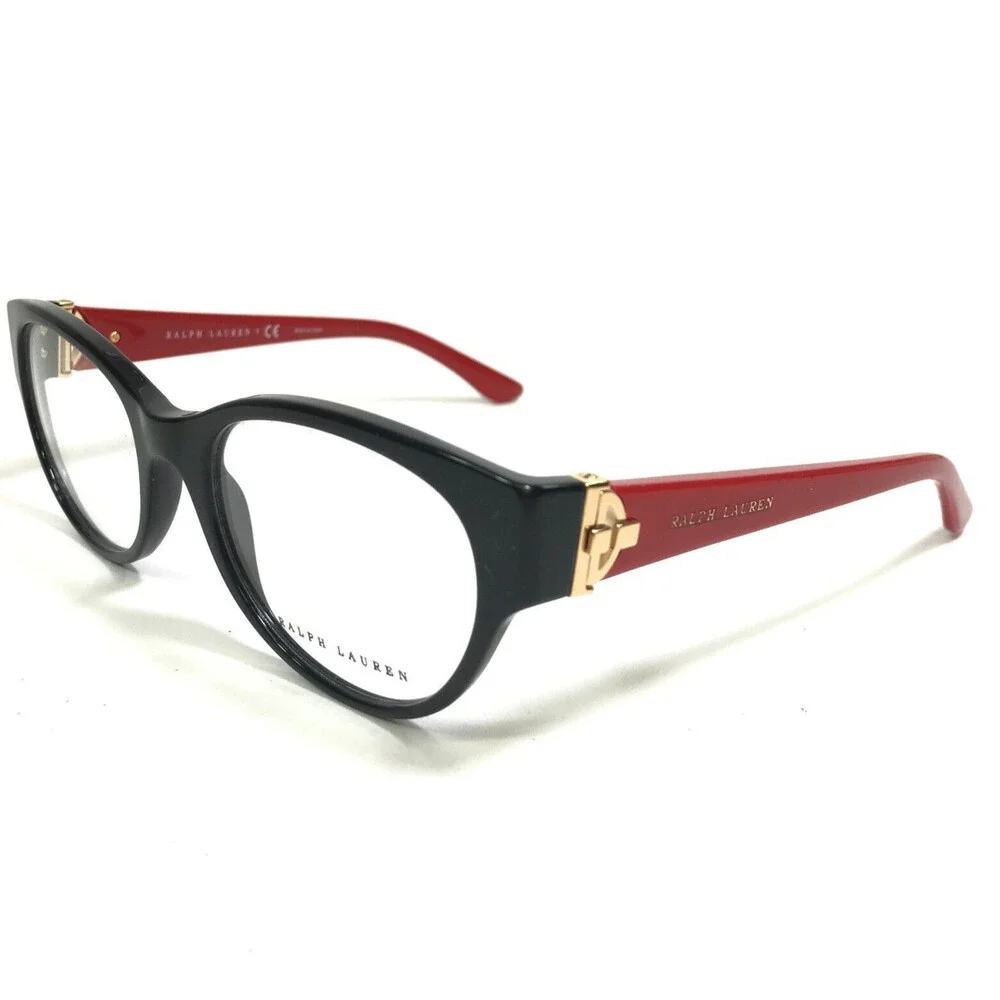 Ralph Lauren Eyeglasses Frames RL6150 5001 Black Red Gold Cat Eye 51-19-140