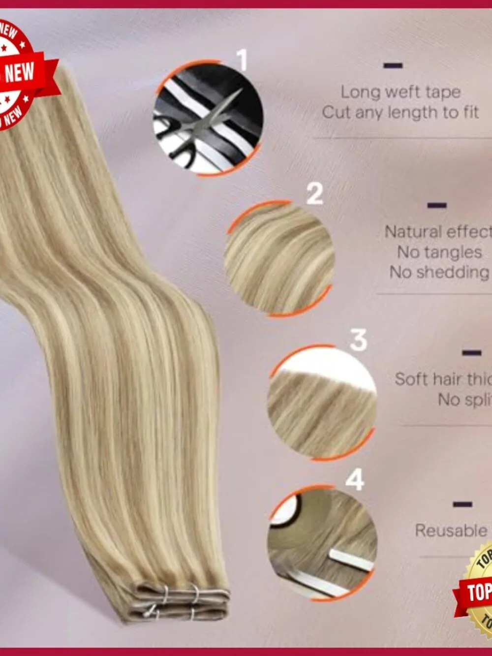 Remy Human Hair Extensions 24 Inch Tape Weft 50g Piece