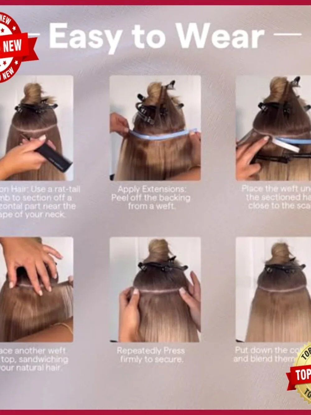 Remy Human Hair Extensions 24 Inch Tape Weft 50g Piece