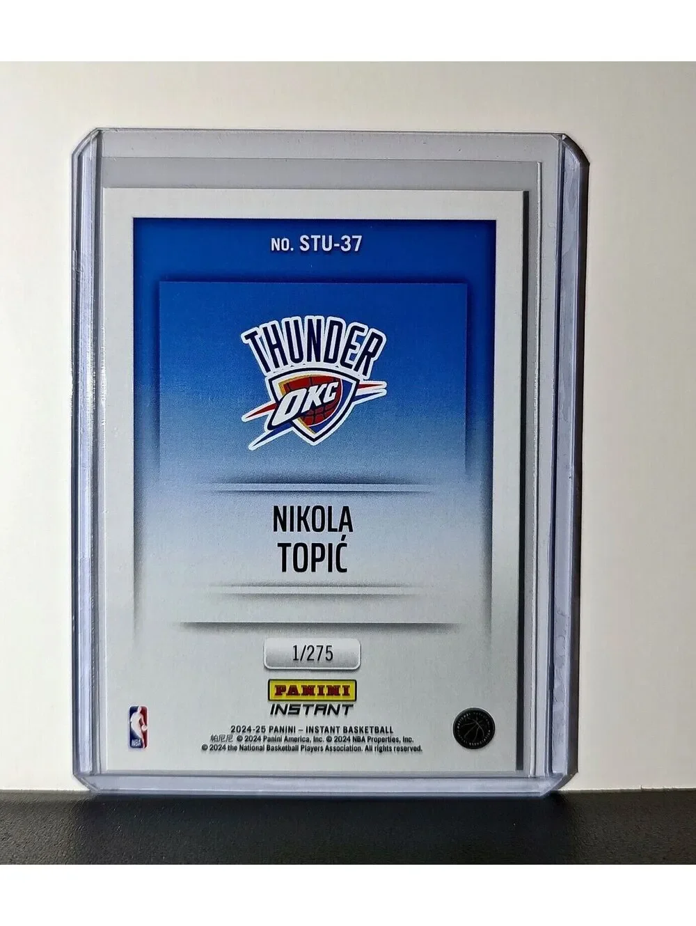 Nikola Topic 2024-25 Panini NBA Studio #37 Rookie Card OC Thunder 1/275