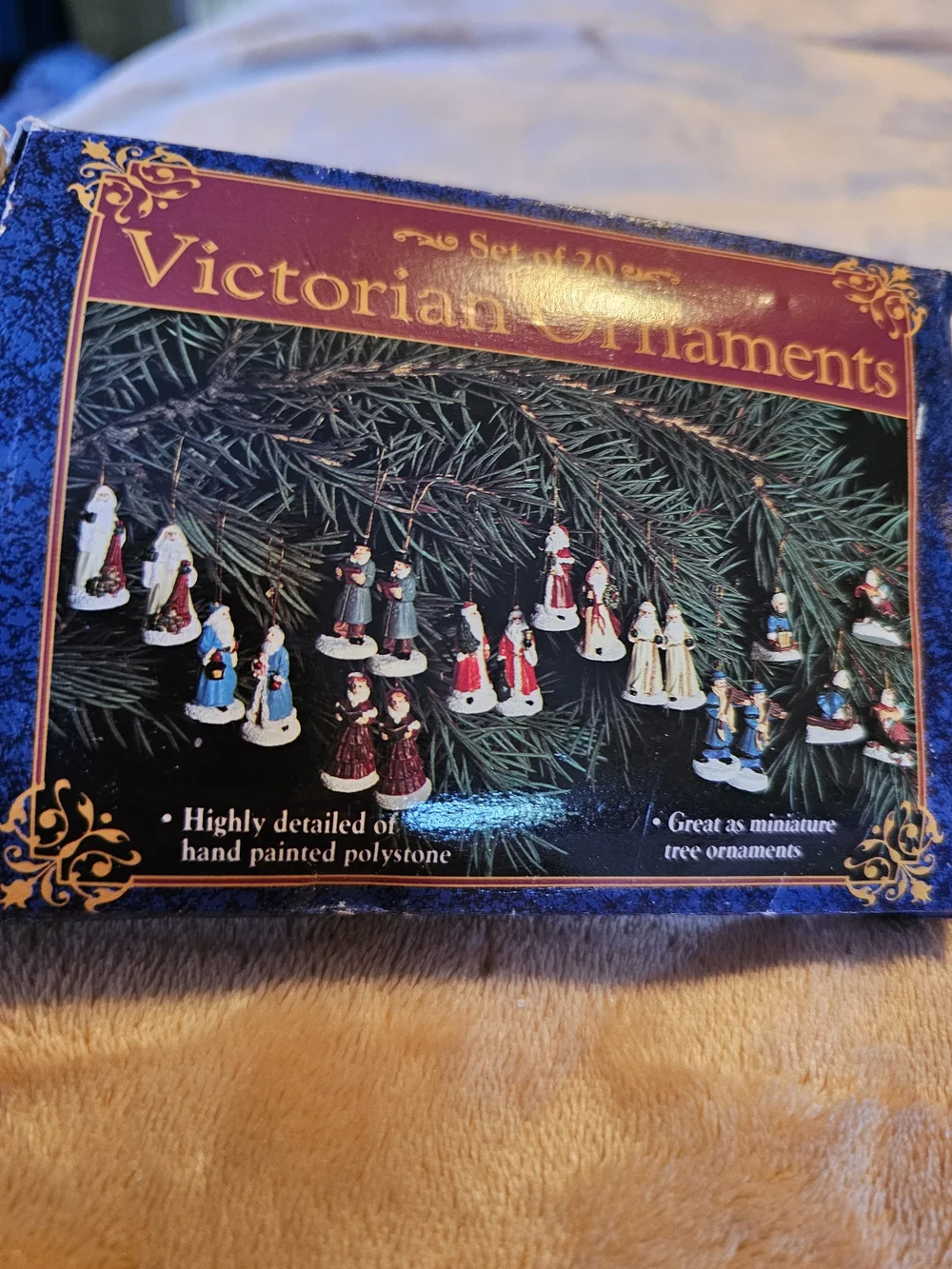 Set of 20 - Hand-Painted Miniature Holiday Figures (Blue, Red, White)