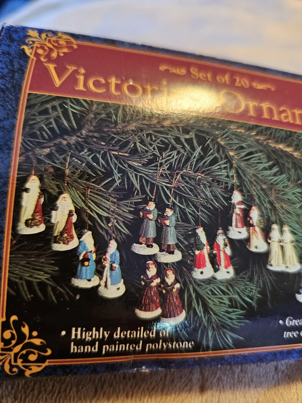 Set of 20 - Hand-Painted Miniature Holiday Figures (Blue, Red, White)