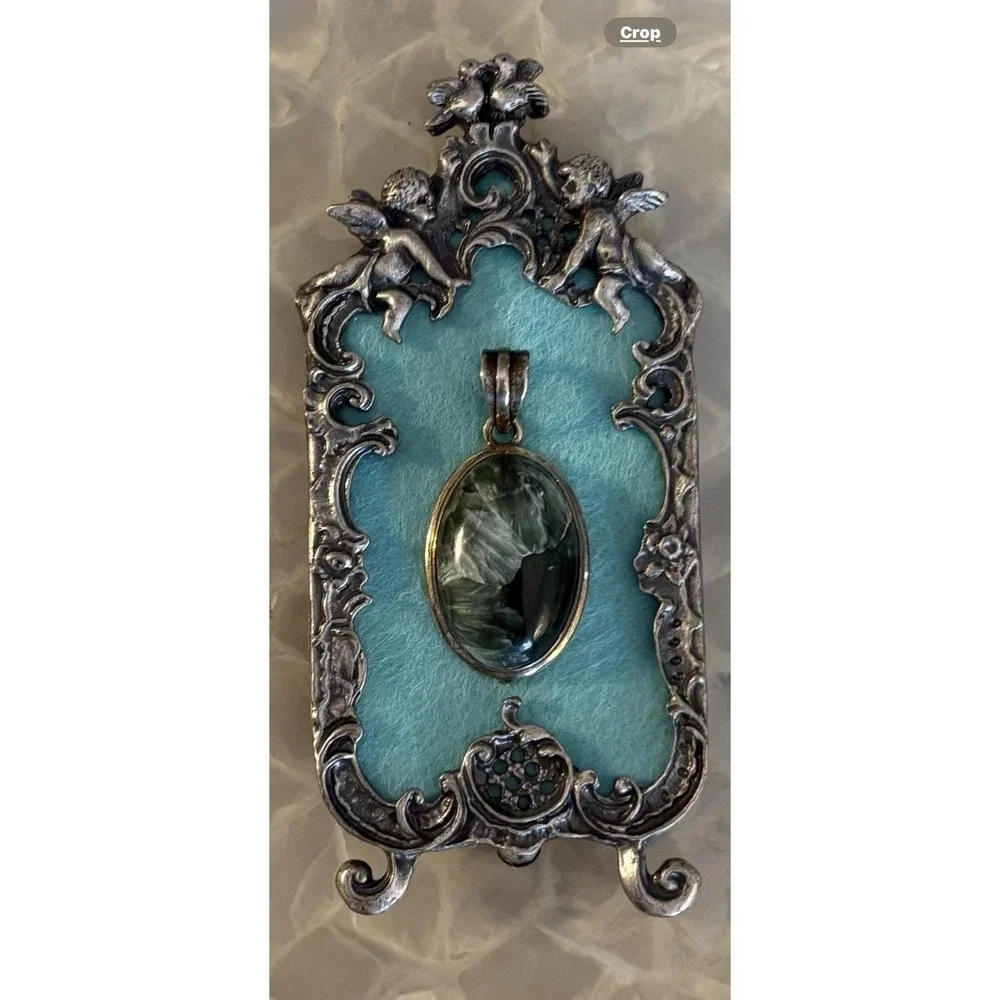 Vtg Handmade Mounted Pendant Framed Wall Hanger Cherub Decor