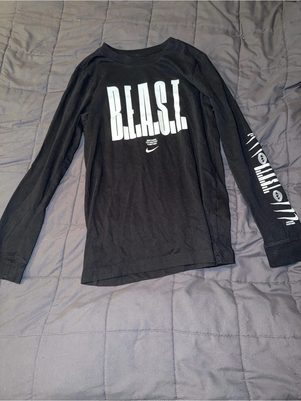 Nike Kids Black Long Sleeve 'B.E.A.S.T.' Graphic Tee