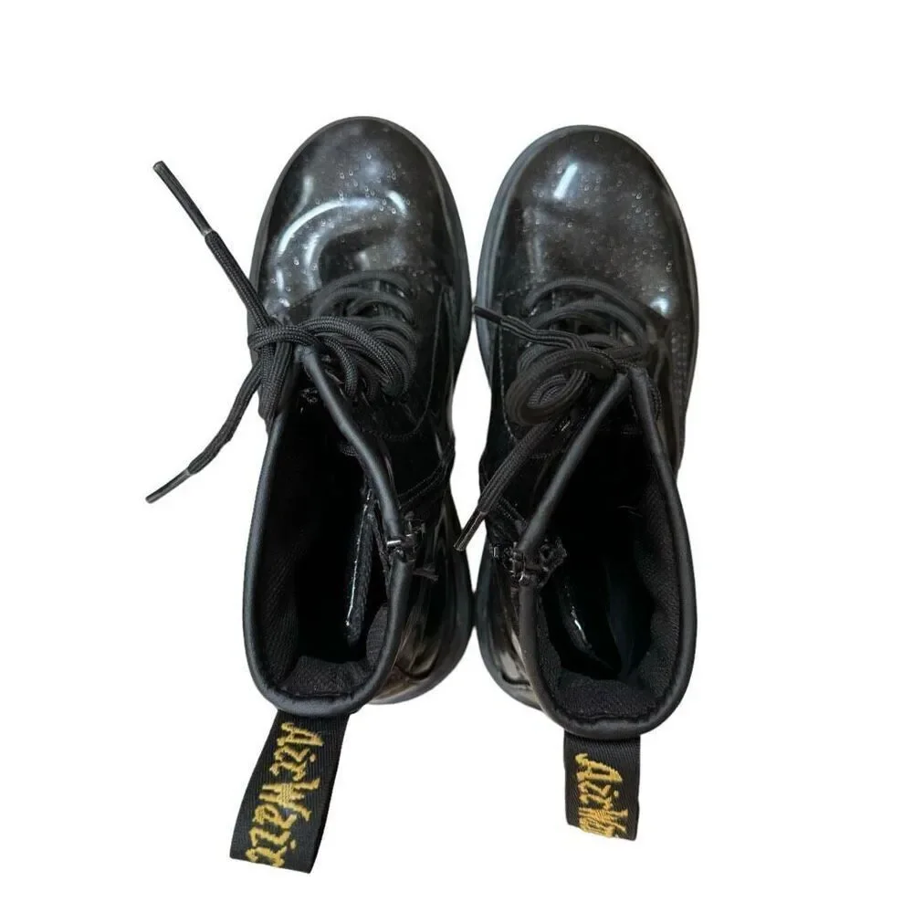 Dr. Martens Black Sparkle Shiny Glitter 1460 Lace Up Womens/junior Boots Sz 3/34