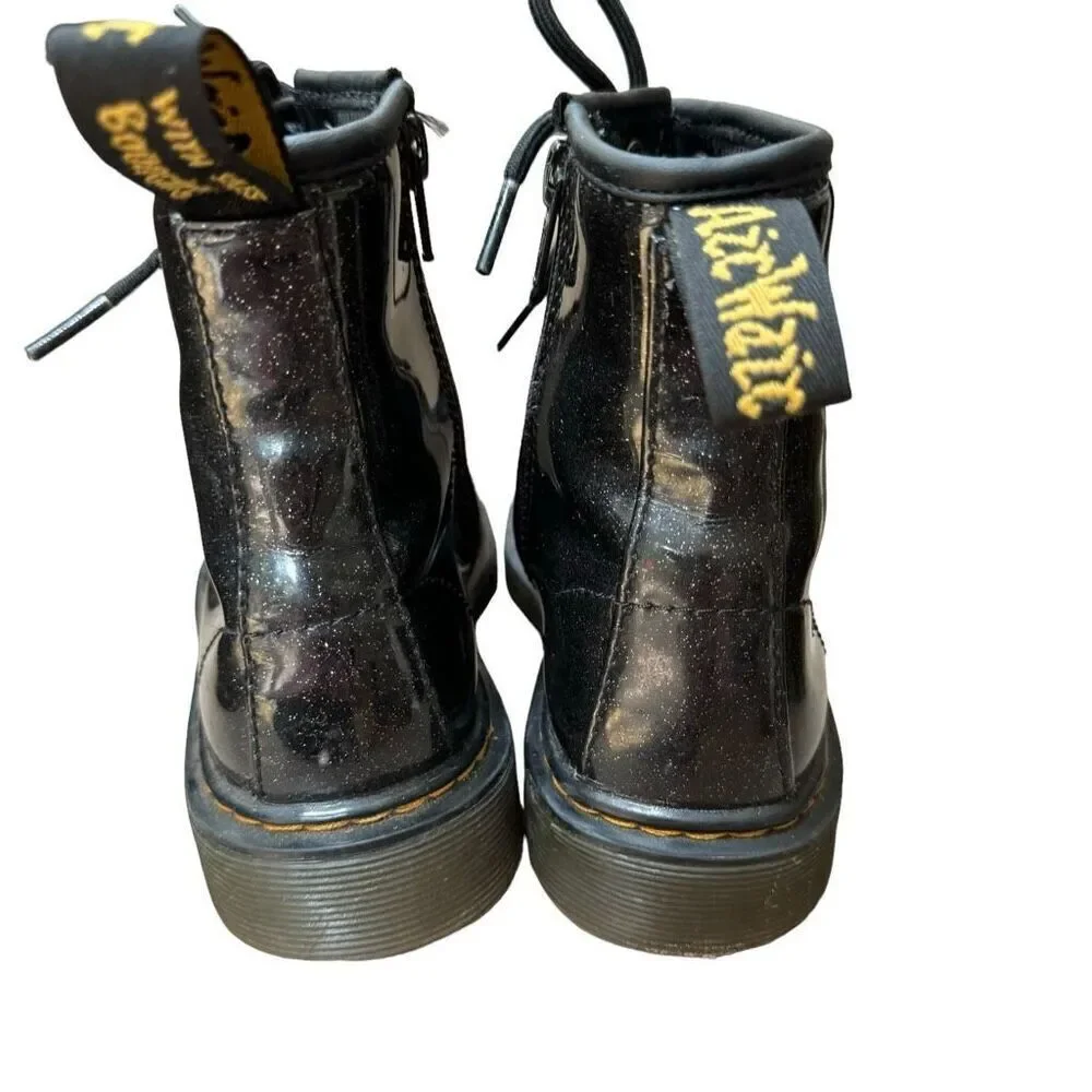 Dr. Martens Black Sparkle Shiny Glitter 1460 Lace Up Womens/junior Boots Sz 3/34