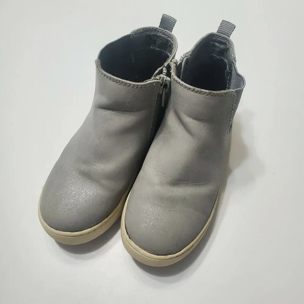 Cat Jack Shoes Girl Size 10 Boot Grey Sparkly Small Platform Side‎ Zip Round Toe