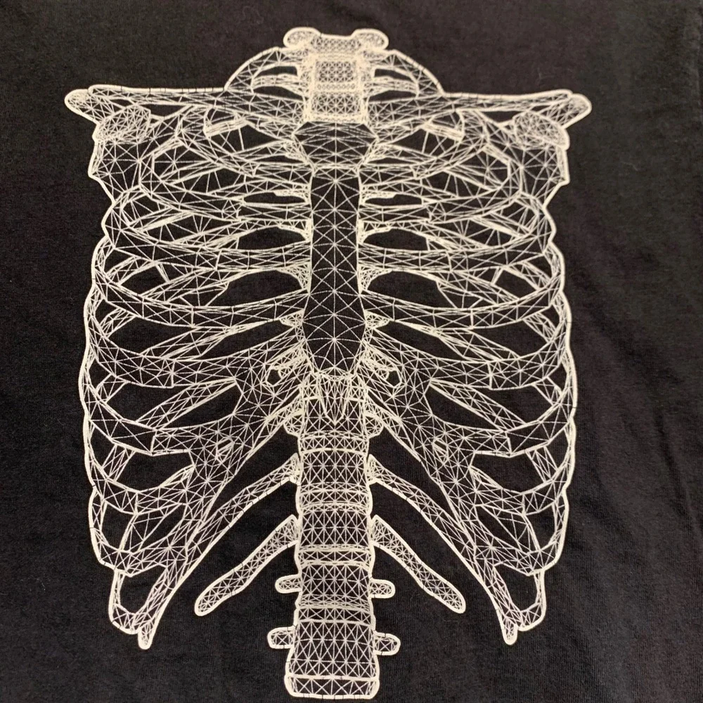 Old Navy Skeleton Graphic Long Sleeve Shirt Small Black Geometric Ribcage Tee