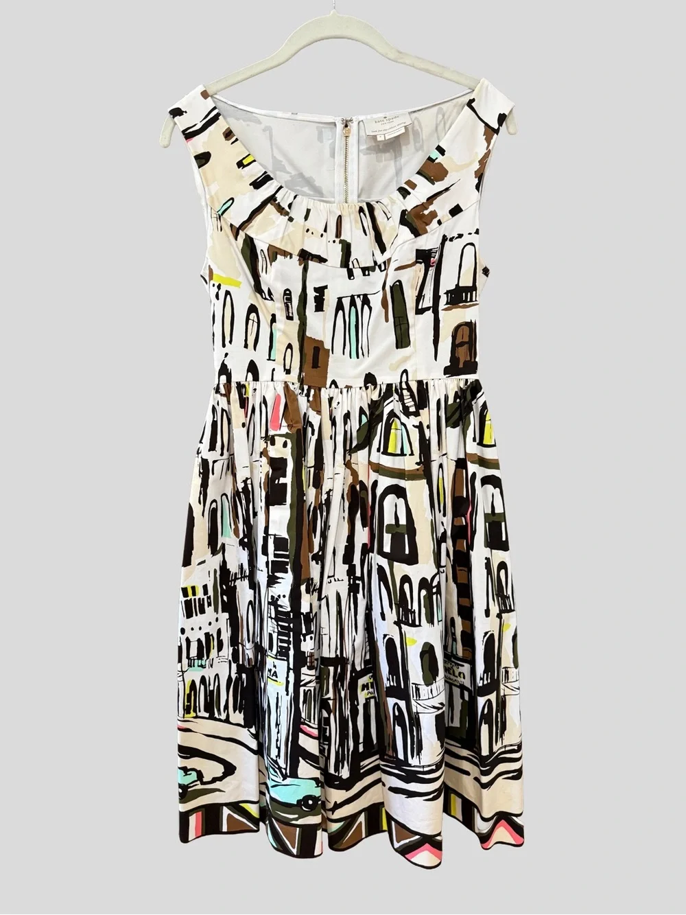 Kate Spade Dress - Havana Houses Print A-Line Style - Size 4 - Like New!