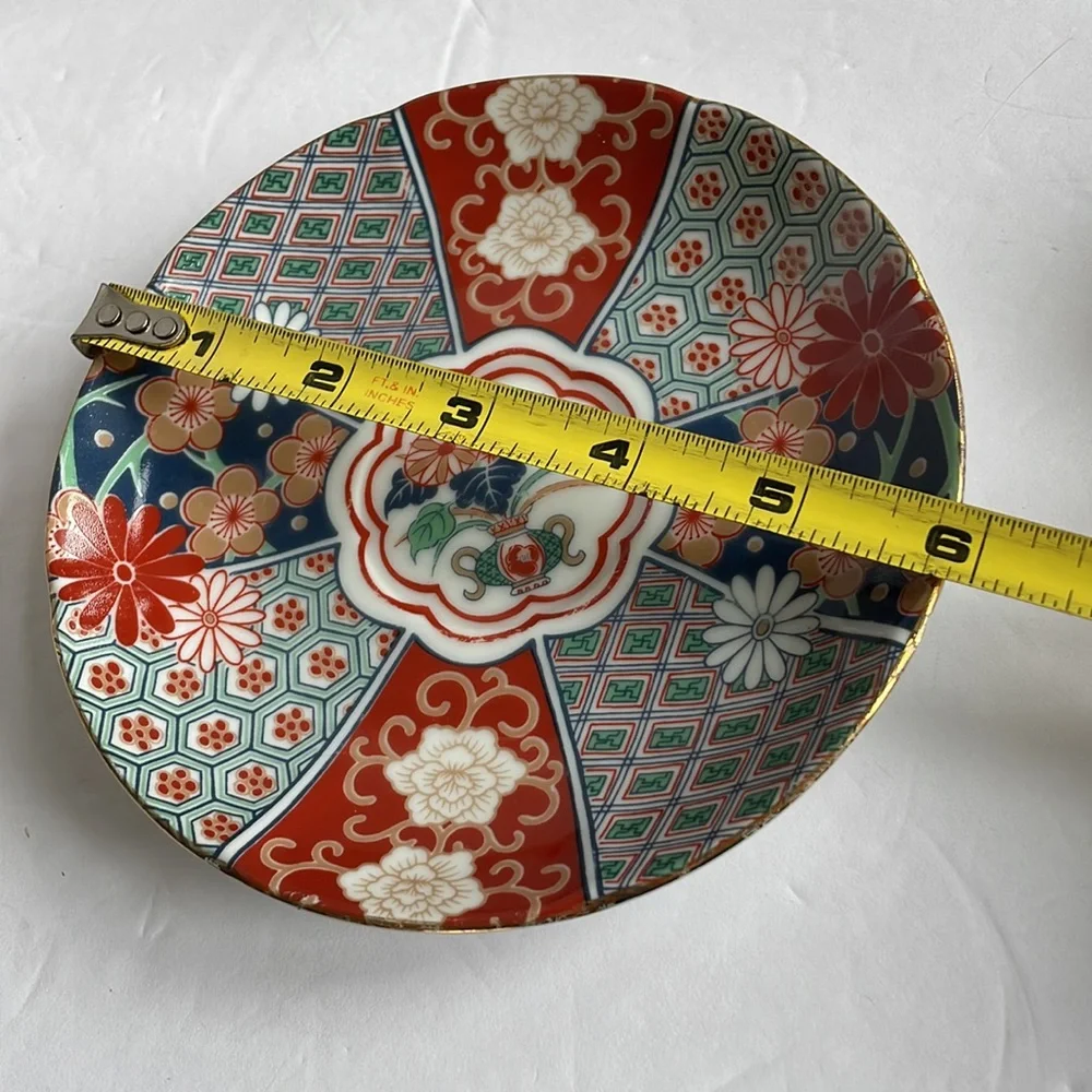 Arita Imari Fan 7 cups six saucers vintage