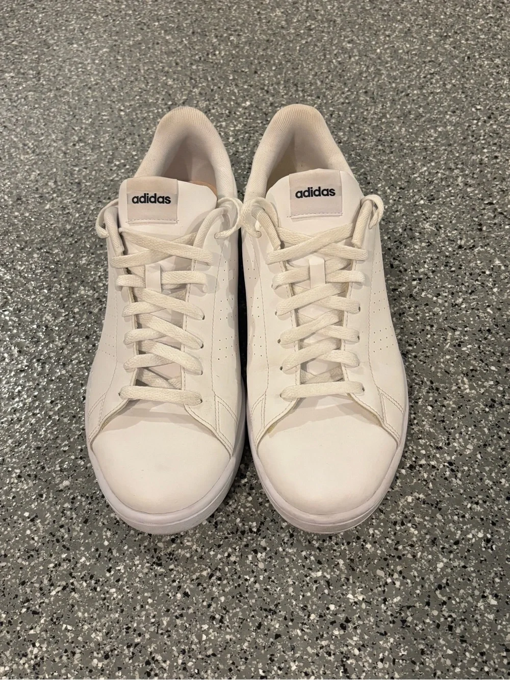 adidas Advantage White Sneakers with Black Heel Tab
