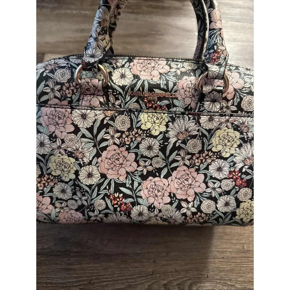 Karl Lagerfeld Paris Floral Women's Satchel  Rose Bag Purse NO CROSSBODY STRAP
