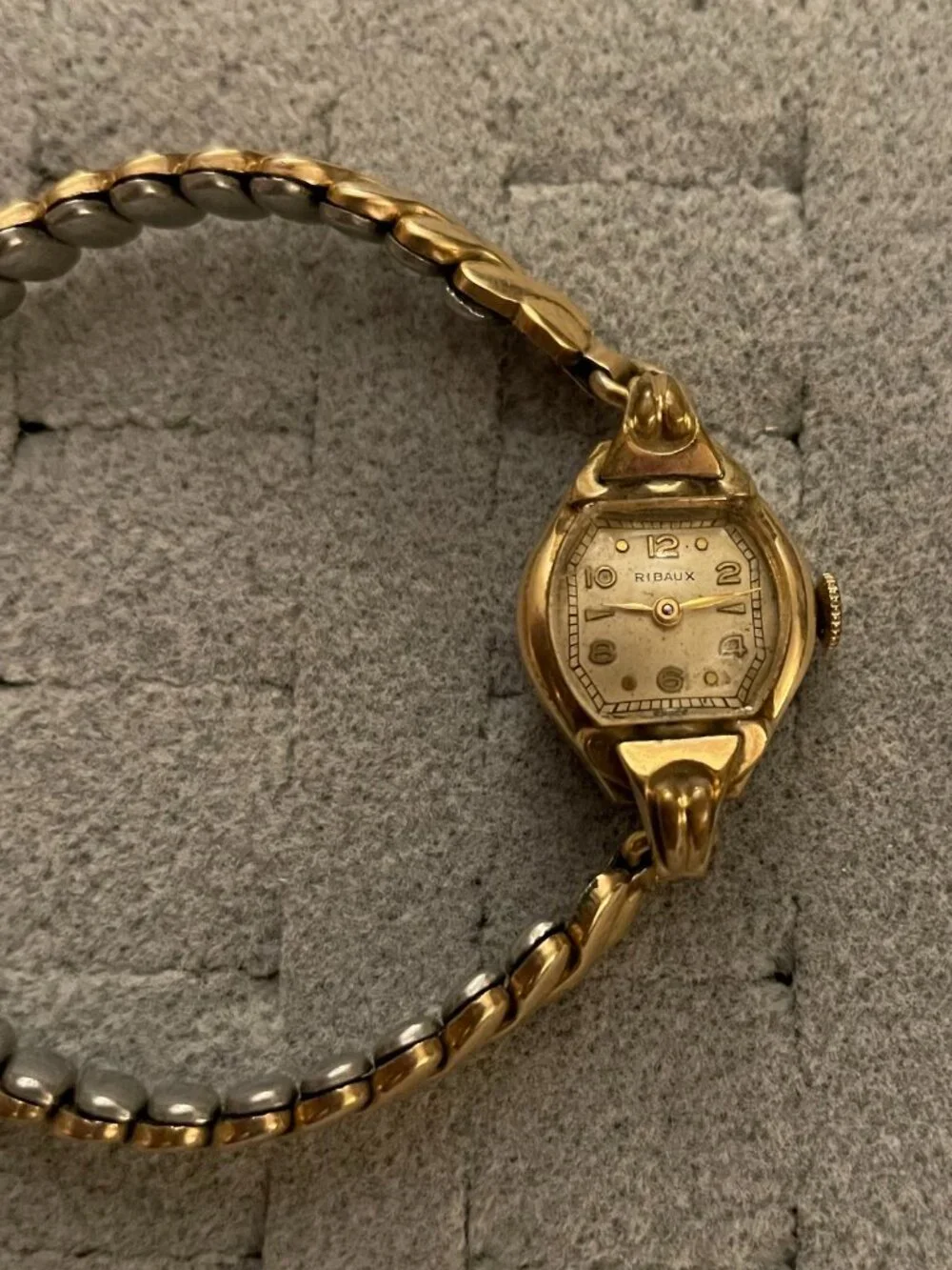 Vintage Gold Watch Ribaux Deco Mid Century Goldtone Base Metal Not Working