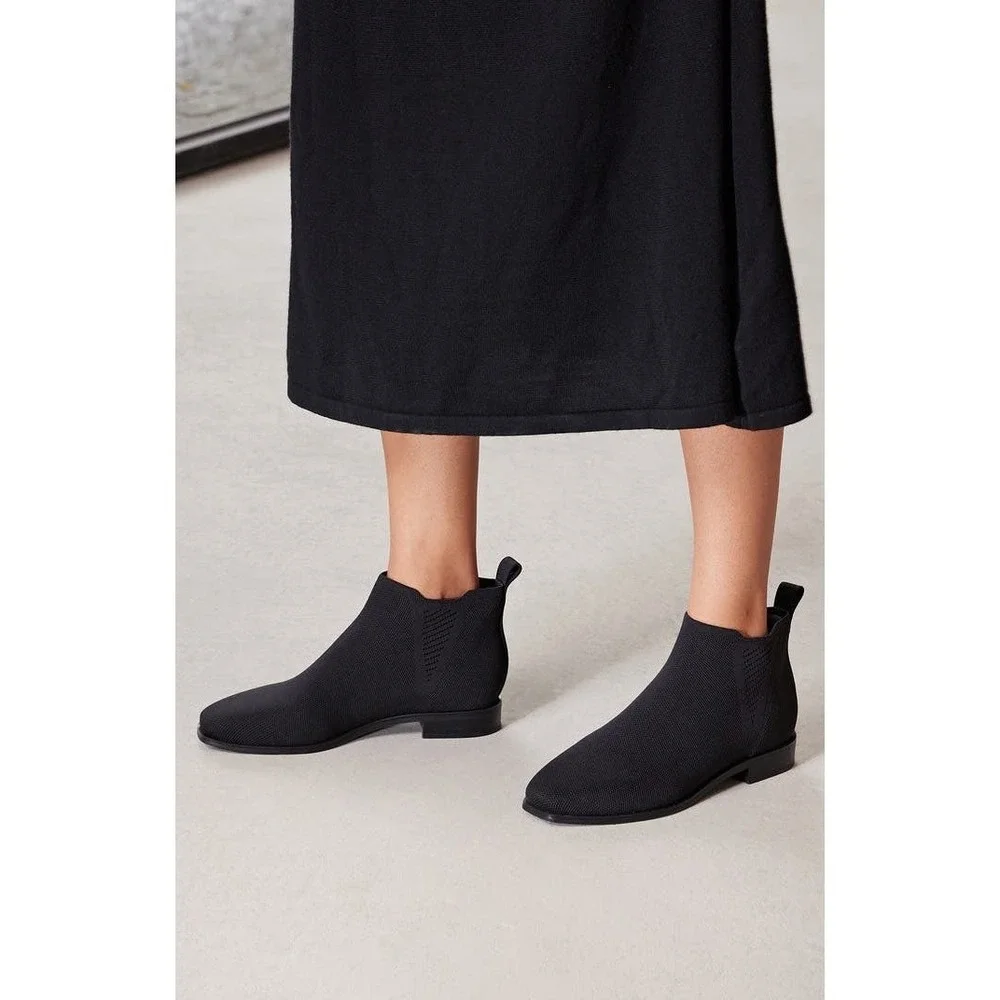 VIVAIA Black Knit Ankle Boots‎ Comfortable Everyday Casual Booties EU/37.5 US/7