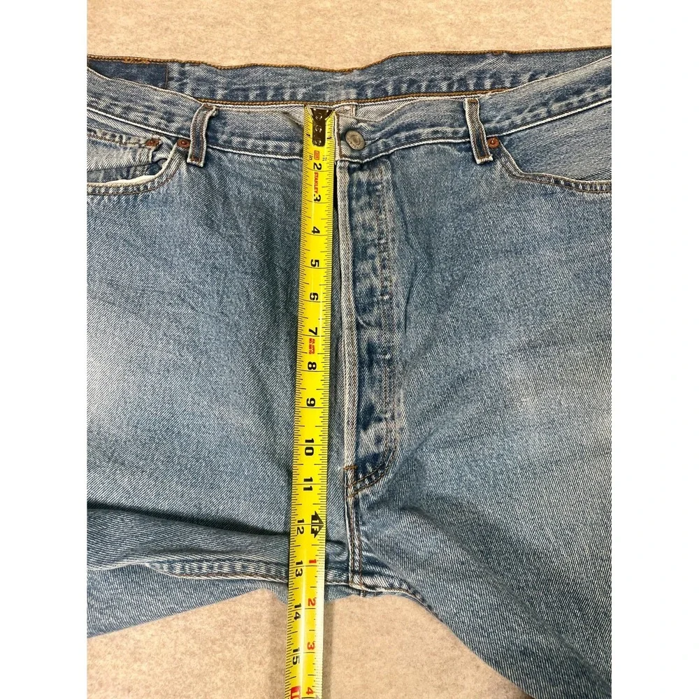 Levis 501 Original Fit Jeans Mens 42x30 Blue Denim Cotton Straight Leg High Rise